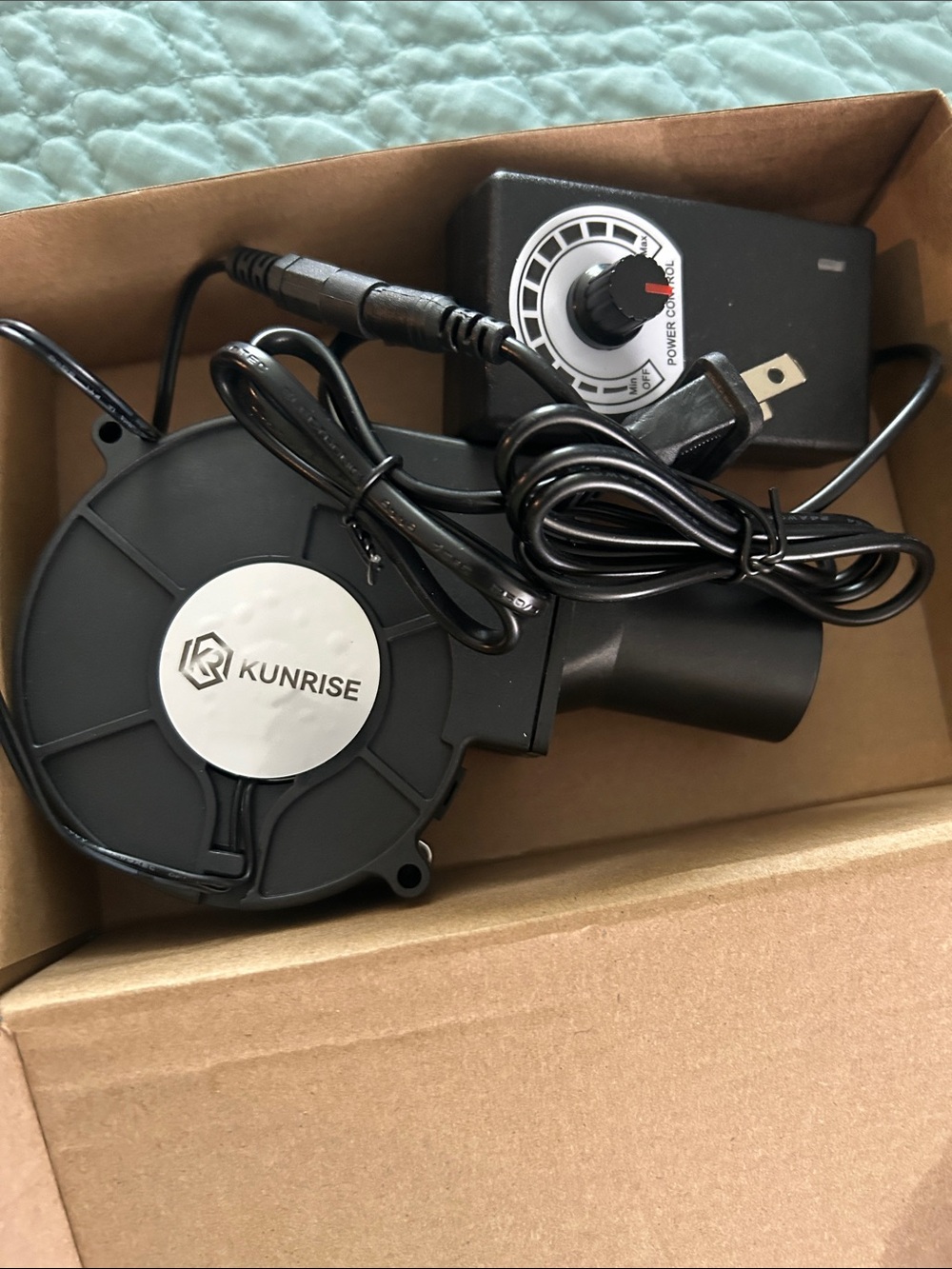 Kunrise Black Inline Duct Blower with Speed Controller